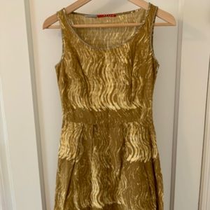 Prada pre loved cate yellow brown cotton sleeveless dress sz 38